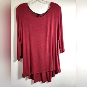 ellumi nation maroon 3/4 sleeve tunic women's L  #2525